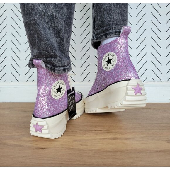 ⭐Converse Run Star Hike Platform 8.5 Women Shoes Purple Glitter Sneaker A10096C⭐ - Picture 5 of 12